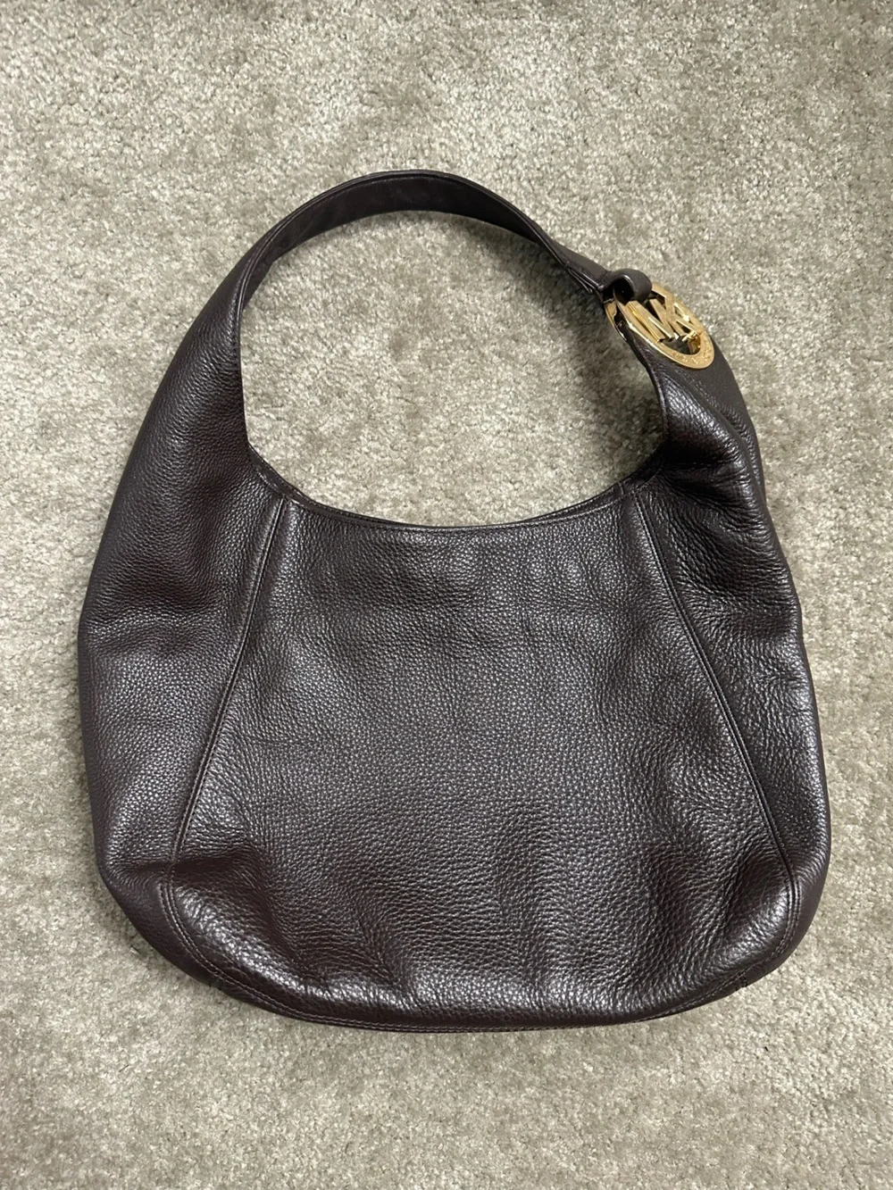 Michael Kors Fulton Large Chocolate Pebbled Leather Hobo Bag 👜✨